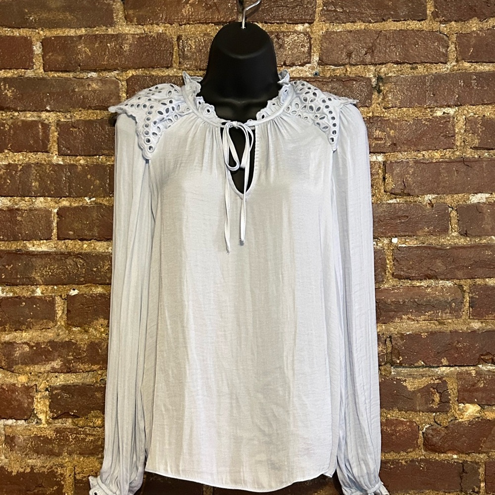 Rachel Zoe Light Blue Tie Front Embellished Blouse size S